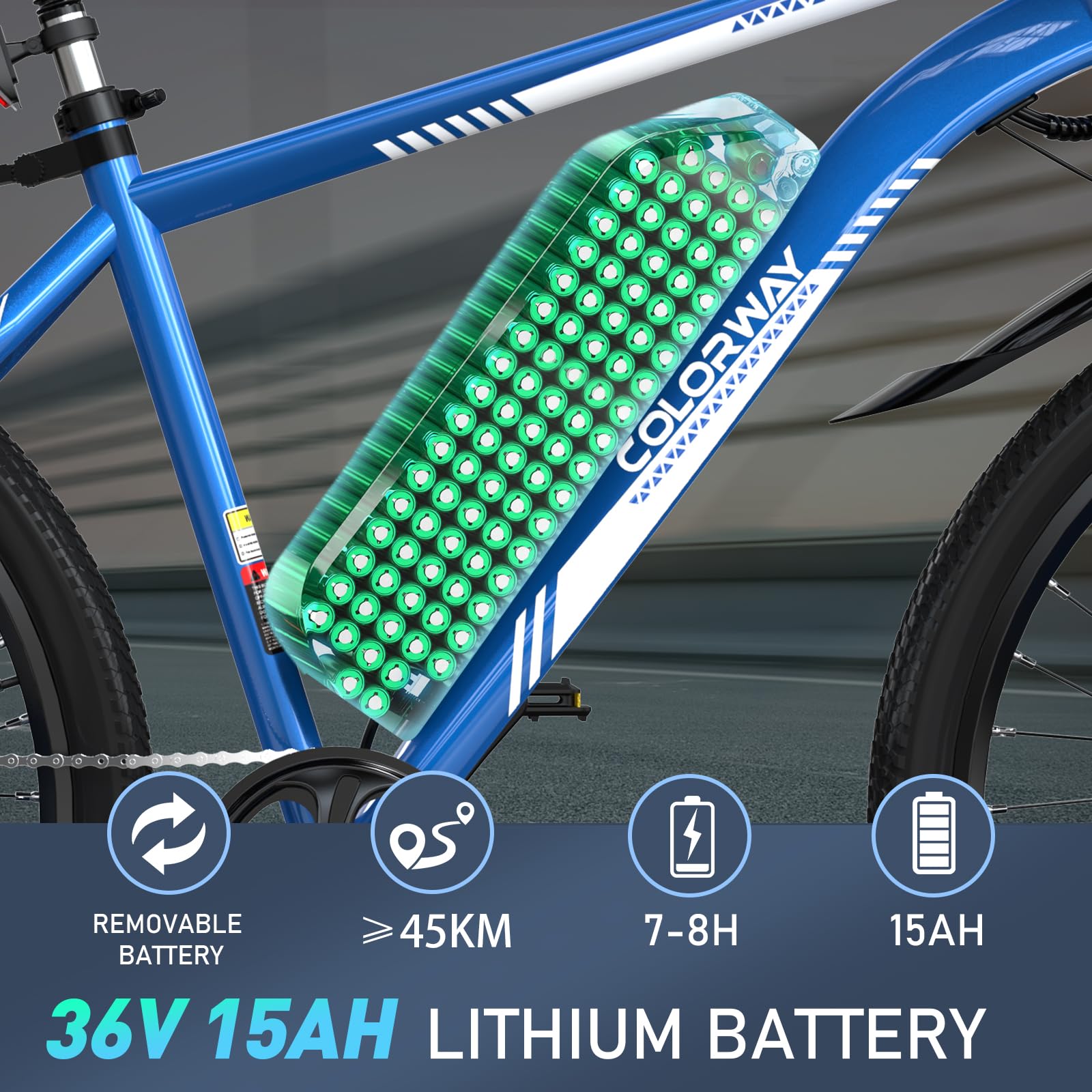 COLORWAY Bici Elettrica per Adulti, 26" Mountain Bike, Bicicletta Elettrica Commute E-bike con Batteria rimovibile 36V 15Ah, Display LCD, Doppio Freno a Disco ebike