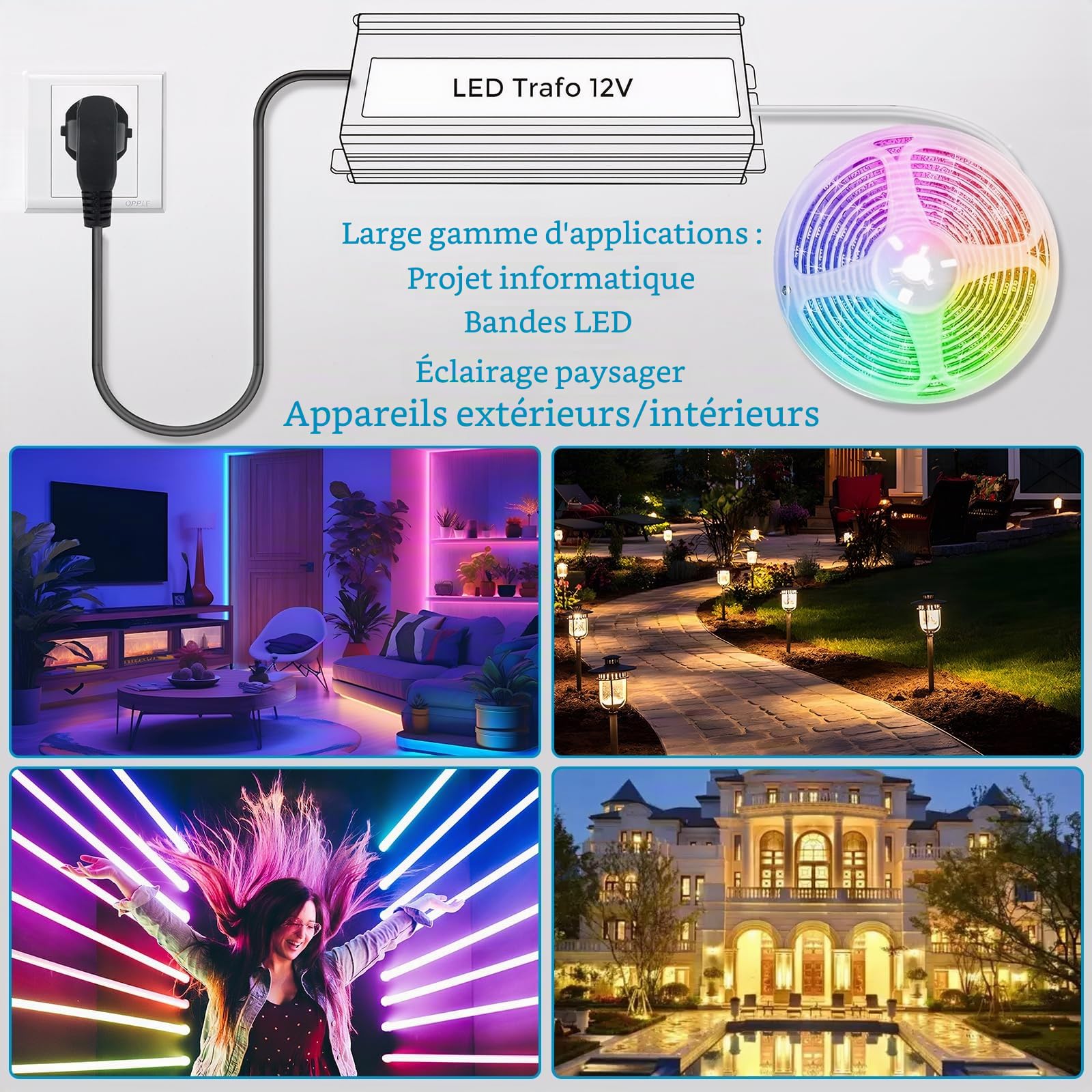 Gerbala LED Transformateur 220V 12V 120W 5A, Extérieur Etanche IP67 Transformer, Power Supply, Convertisseur AC 220V vers DC 12 V, Transfo Adaptateur pour Bandes, Lampes et Projecteurs