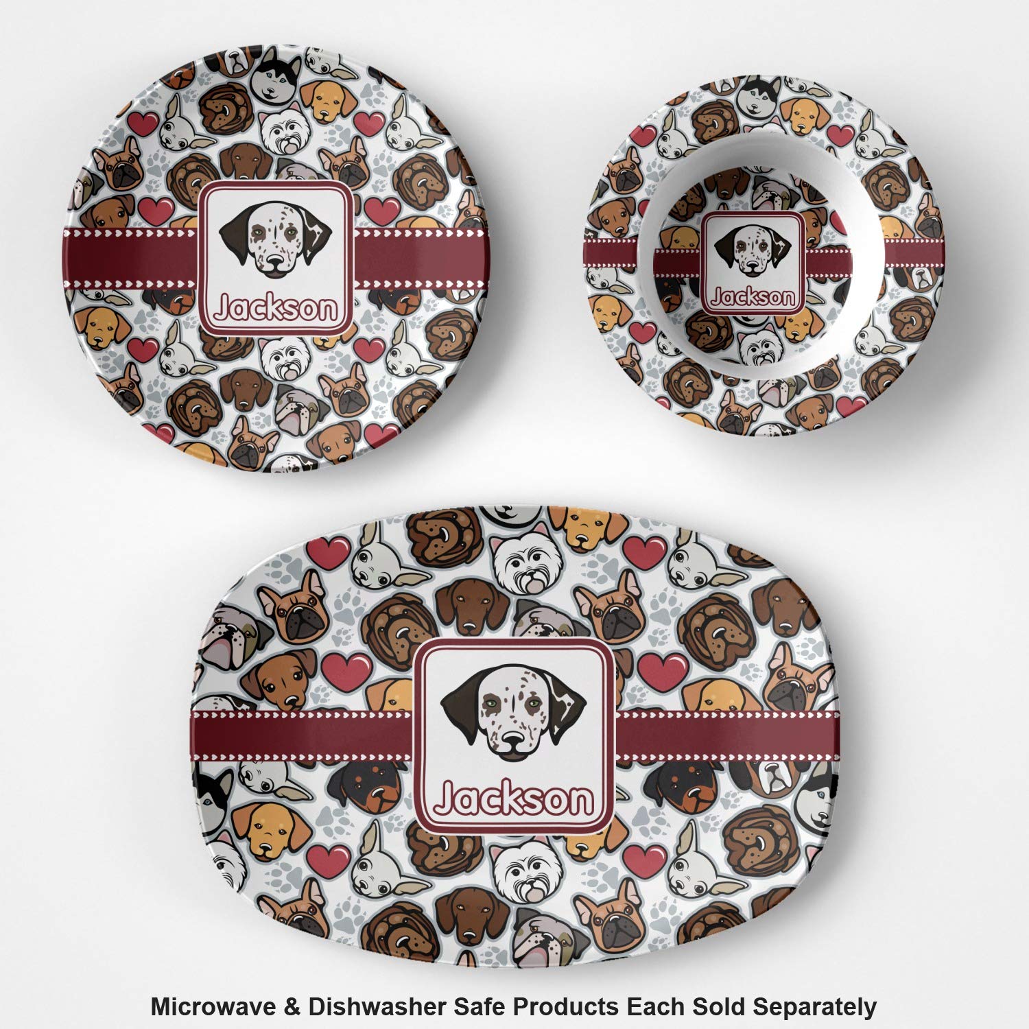 Personalized Dog Faces Plastic Bowl - Microwave Safe - Composite Polymer