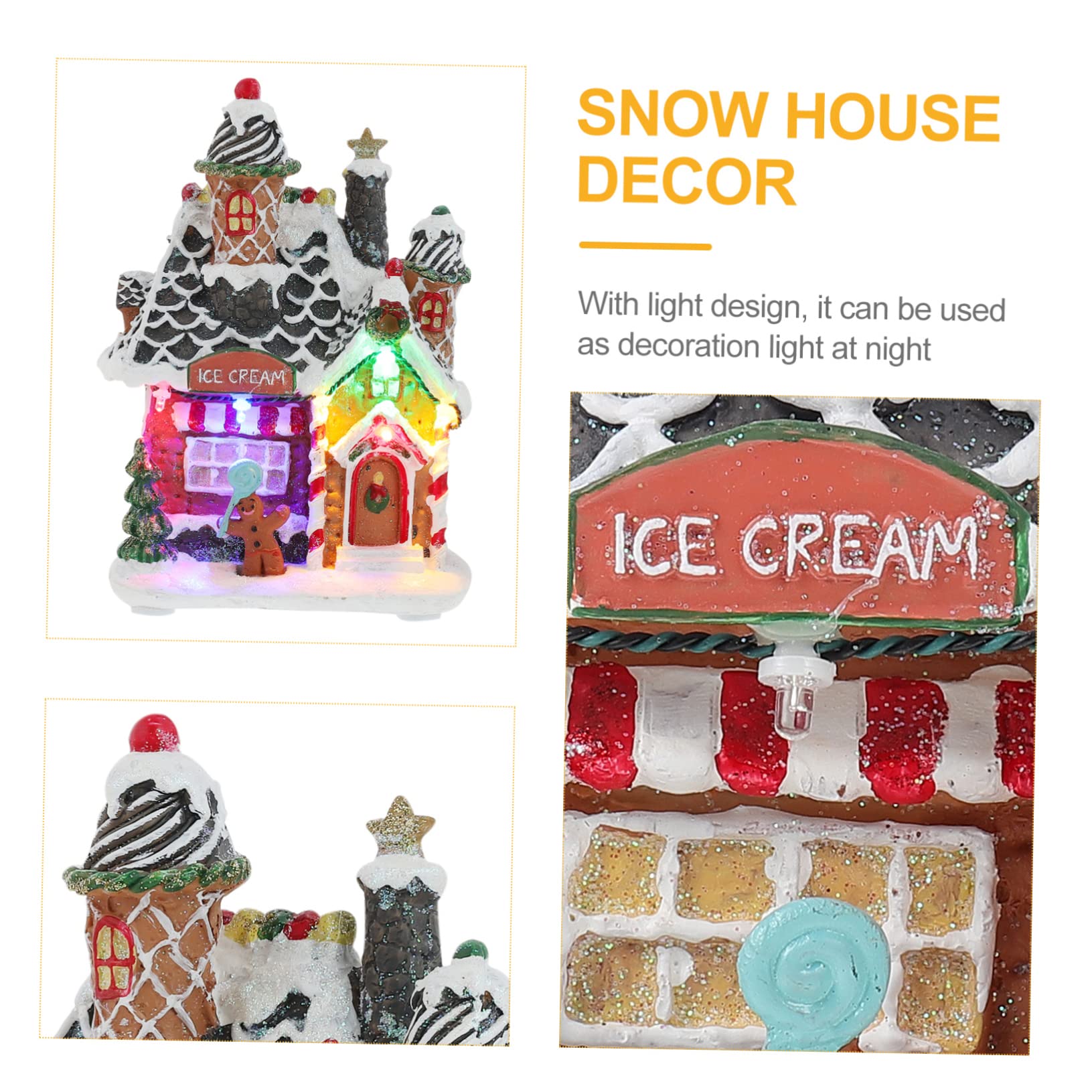 Amosfun Adorno Navideño de Resina Luz LED para Embellecimiento de Casa de Invierno, Acabado Fino y Color Festivo Adecuado para Fiestas de Navidad y Oficina