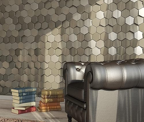 Miniatura 5 de Wall Paneling Systems Norm Design, azulejos decorativos de pared 3D, paquete de 54 azulejos (antracita)