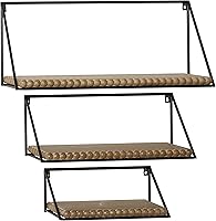 Vista 3 de Deco 79 Estante de pared geométrico de metal industrial, juego de 3 14", 19", 24"W, negro