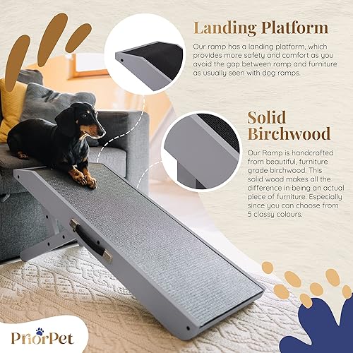 Miniatura 7 de Rampa para perros para sofá, antideslizante, resistente, plegable, soporta hasta 200 libras, ajustable de 7 a 200 pulgadas, plataforma de aterrizaje