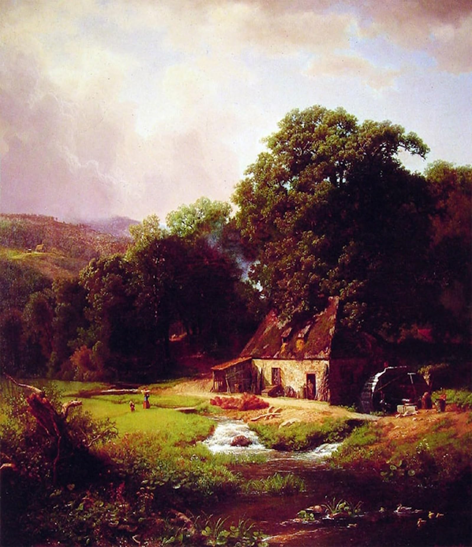 ARTXLXXBN Famous Art Print Poster Vintage Wall Art the Old Mill by Albert Bierstadt Canvas Art Poster for Home Decor 60x90cm