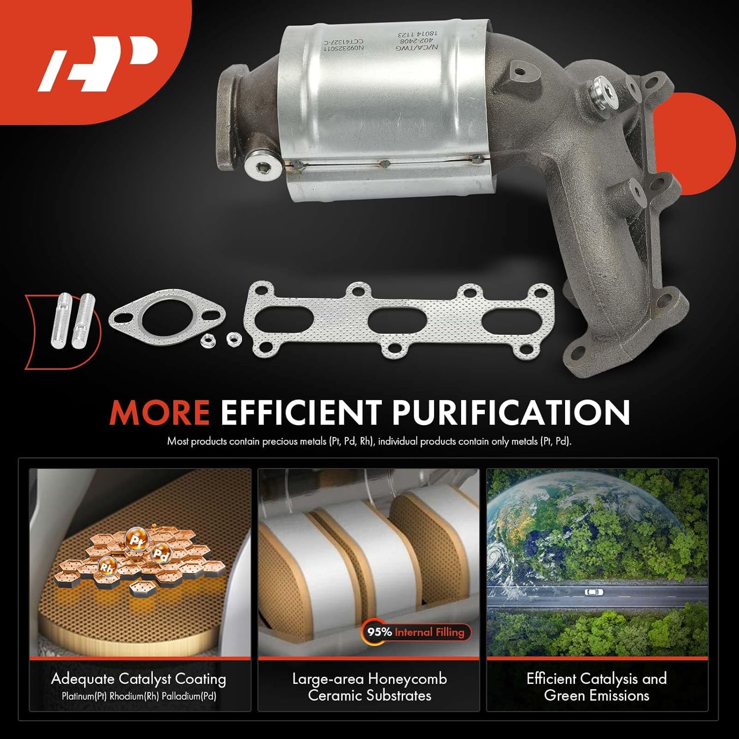 A-Premium Front Right Catalytic Converter with Gasket Direct-Fit Compatible with Kia Sportage 2005-2010 2.7L, Tucson 2005-2009 2.7L, FWD, EPA Compliant