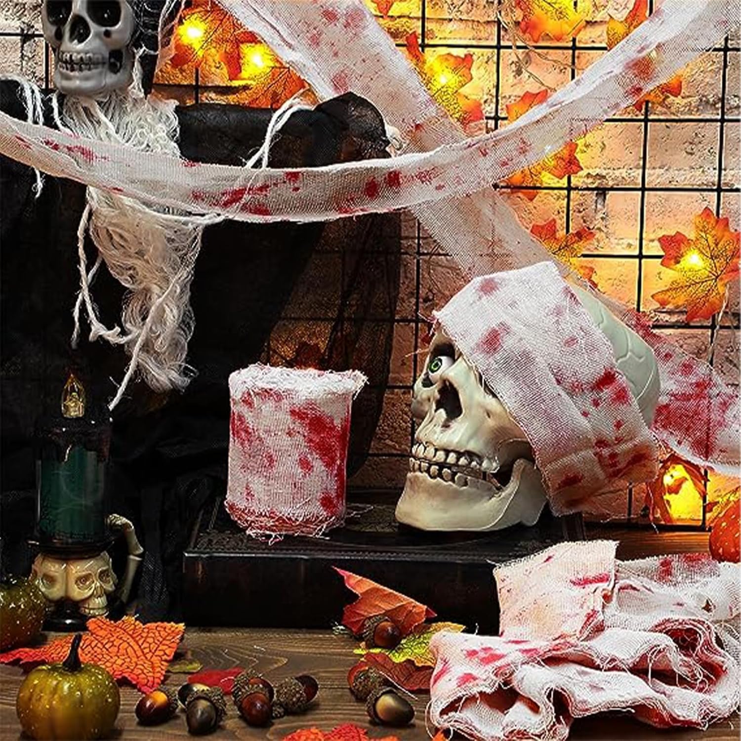 Rouleau De Gaze Ensanglantée Halloween - 10 Mètres X 8 Cm - Pour Déco Maison, Costumes, Maison Hantée