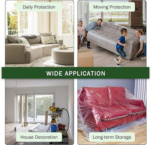 Miniatura 6 de Funda para muebles, bolsa de almacenamiento móvil a prueba de polvo para sofá, cajas de mudanza, bolsa de plástico transparente para mudanzas, funda