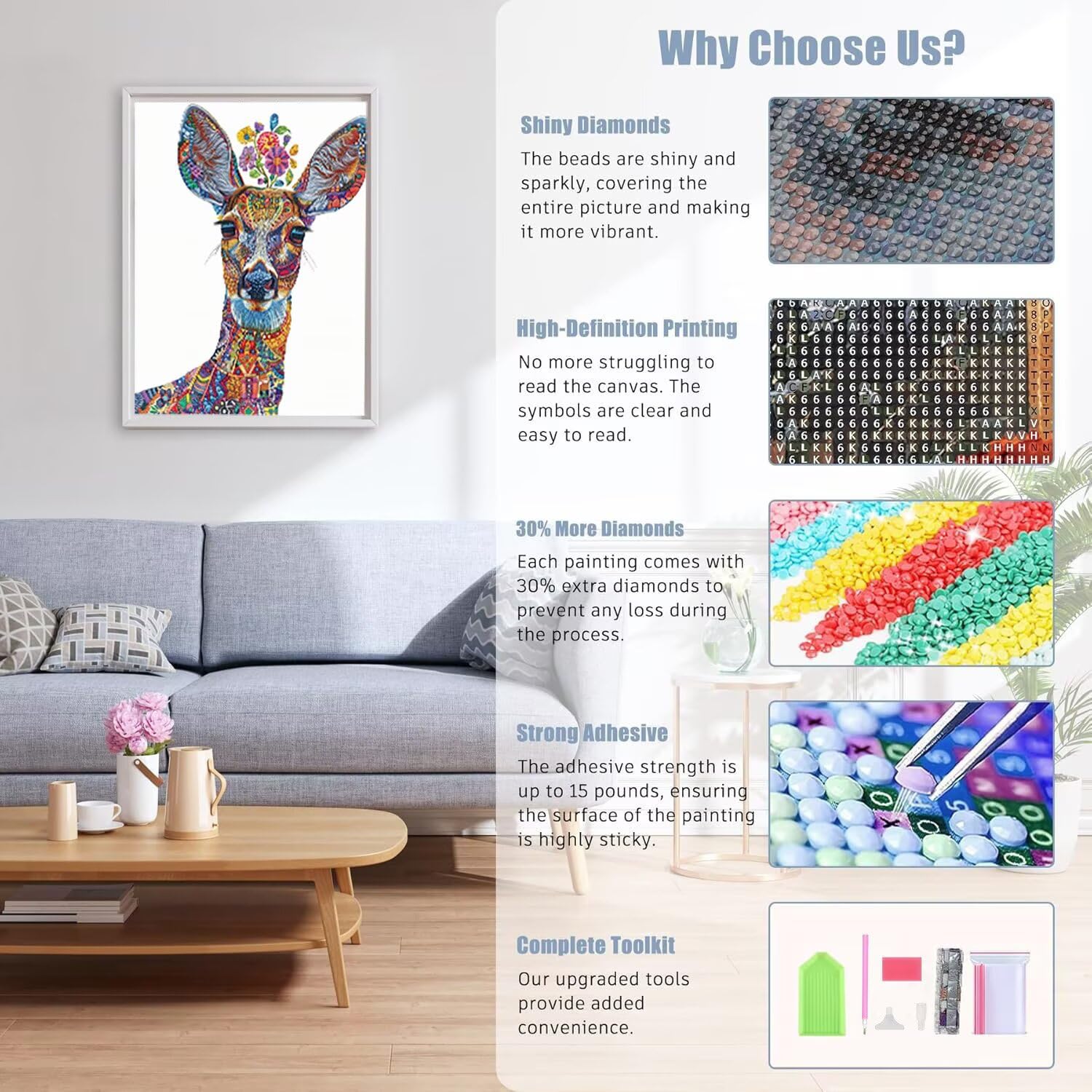 Hyupuanj Malowanie diamentami 5D Dorośli, jeleń kolor 90 x 120 cm i-60 | Zestaw do malowania diamentowego, sztuka diamentowa, haft krzyżykowy, hobby kreatywne dekoracje ścienne dla dorosłych