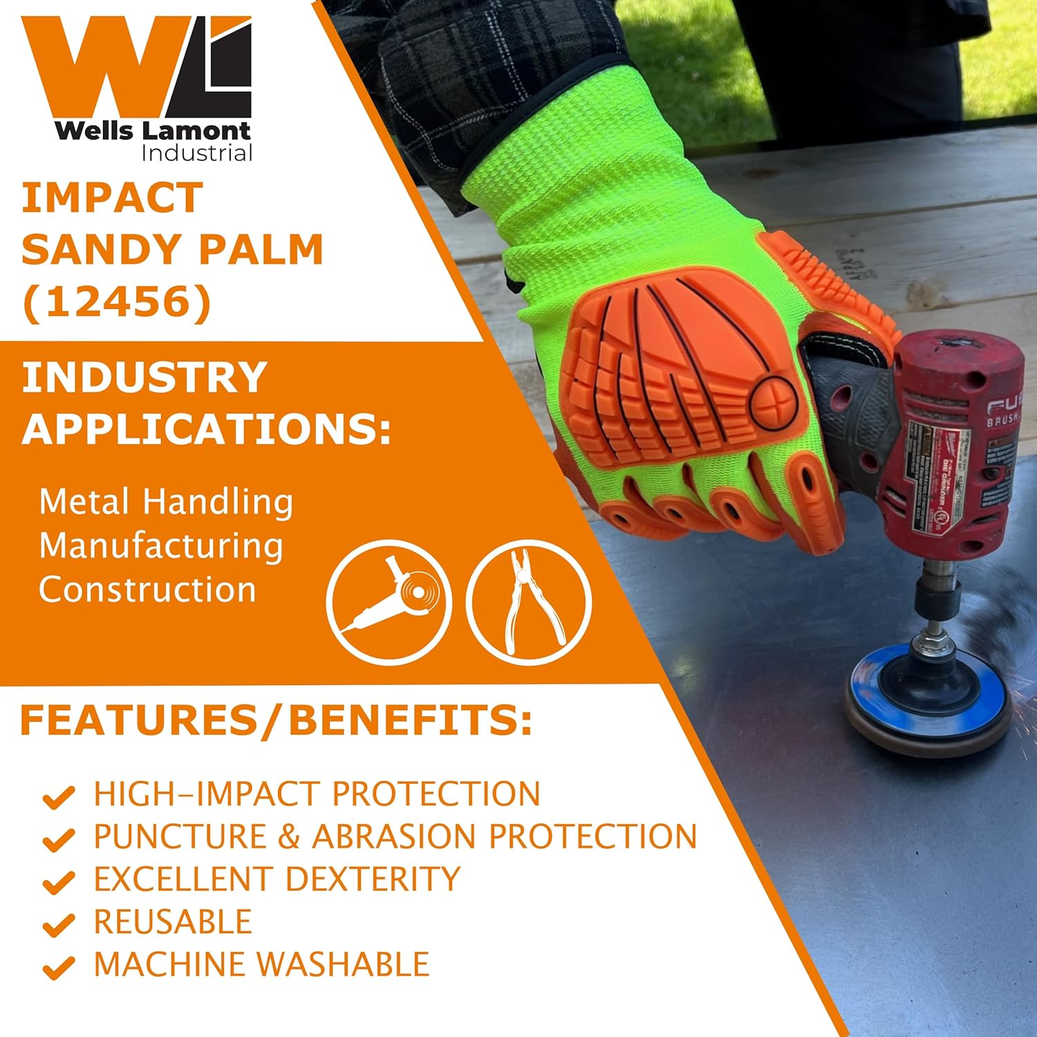 Wells Lamont I2456 Impact Cut Resistant Gloves – ANSI Rated, Nitrile Grip – Safety Work Gloves