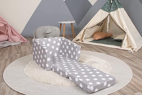 Miniatura 9 de Delsit Silla para niños pequeños y sofá de bebé, sofá individual de espuma abierta 2 en 1 de fabricación europea, silla plegable para bebé, tumbona