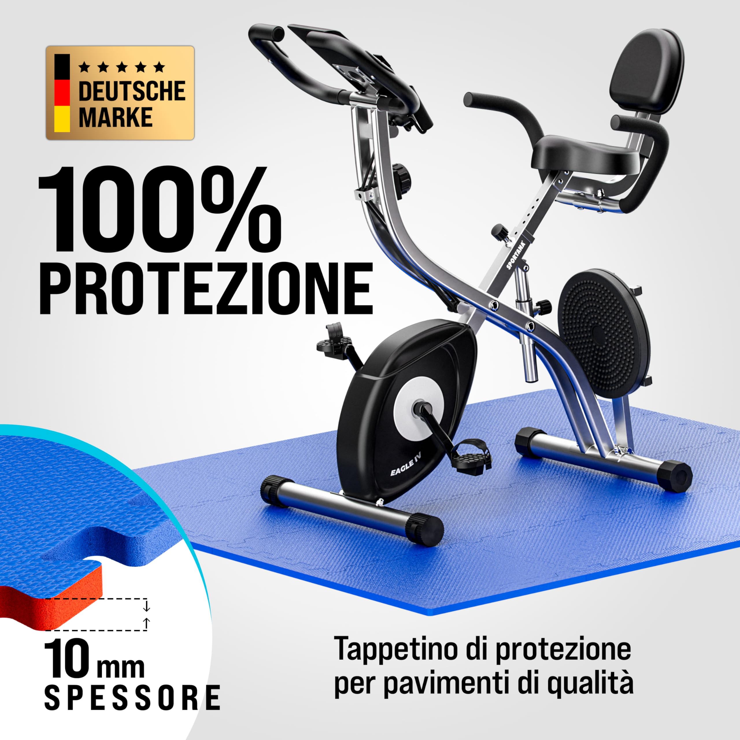 MONZANA Tappetino Fitness Tappeto da Ginnastica a Puzzle 16 Pezzi 180x180cm 3,24m² Sistema ad Incastro Palestra Protezione Pavimento in Gomma EVA Tappetini Sport Yoga Allenamento