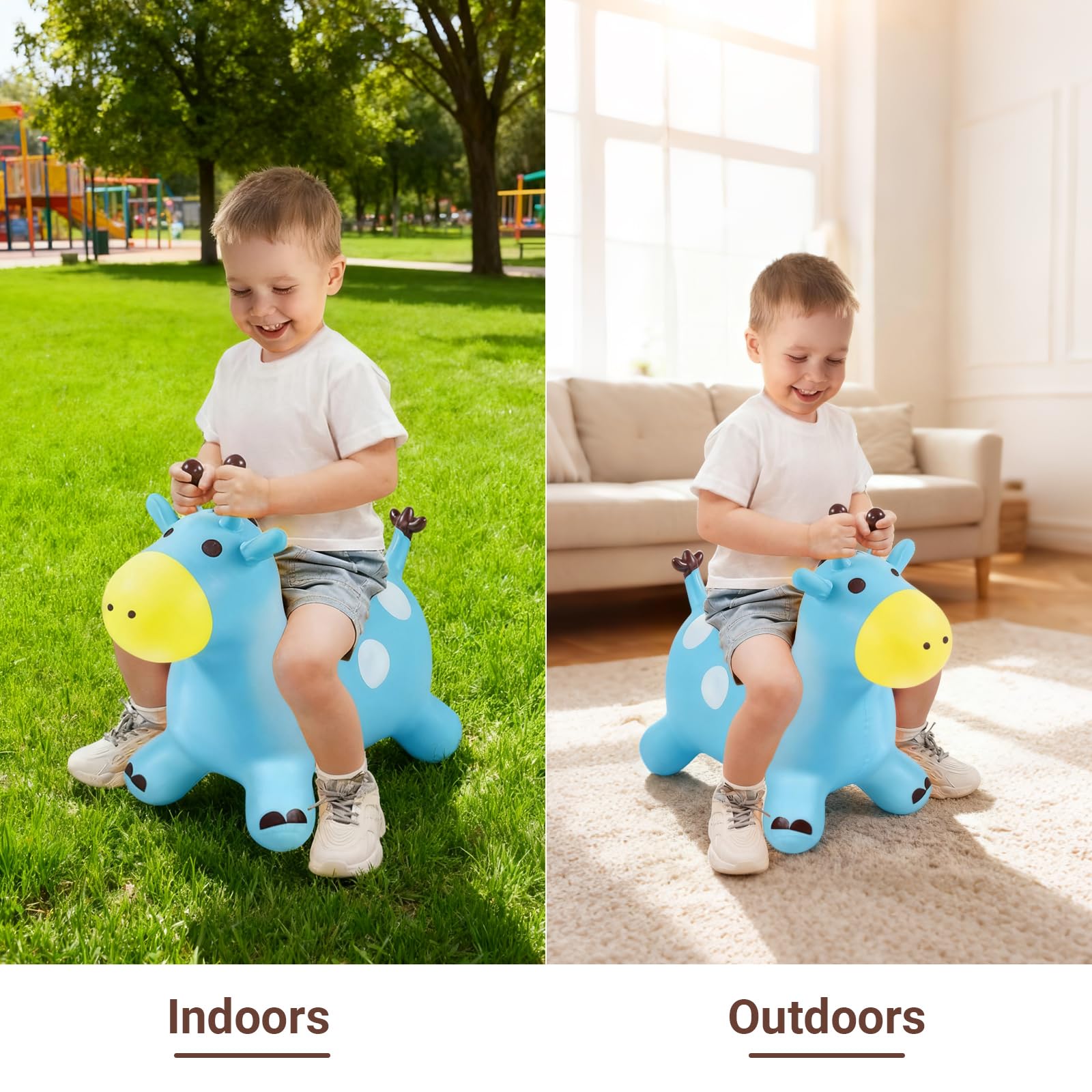 Animal Sauteur, Cheval Sauteur, Jouet Sauteur pour Enfants, Usage Intérieur/Extérieur, Cadeau pour Enfants, Cadeaux d'anniversaire, Cadeaux de Fête (Bleu)