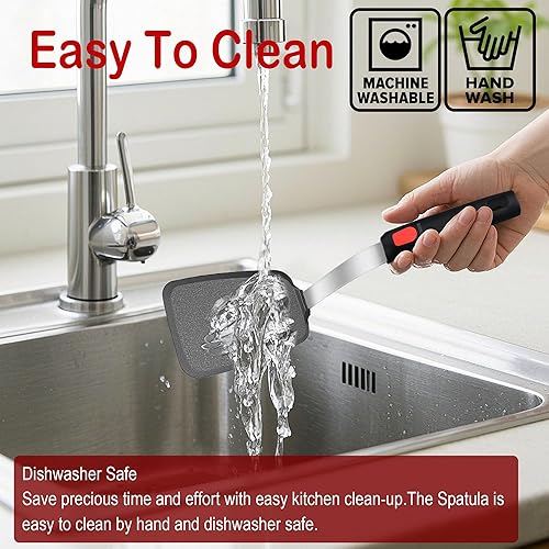 Miniatura 7 de Juego de 2 espátulas de silicona para panqueques, espátulas de cocina resistentes al calor de 600 F para utensilios de cocina antiadherentes,