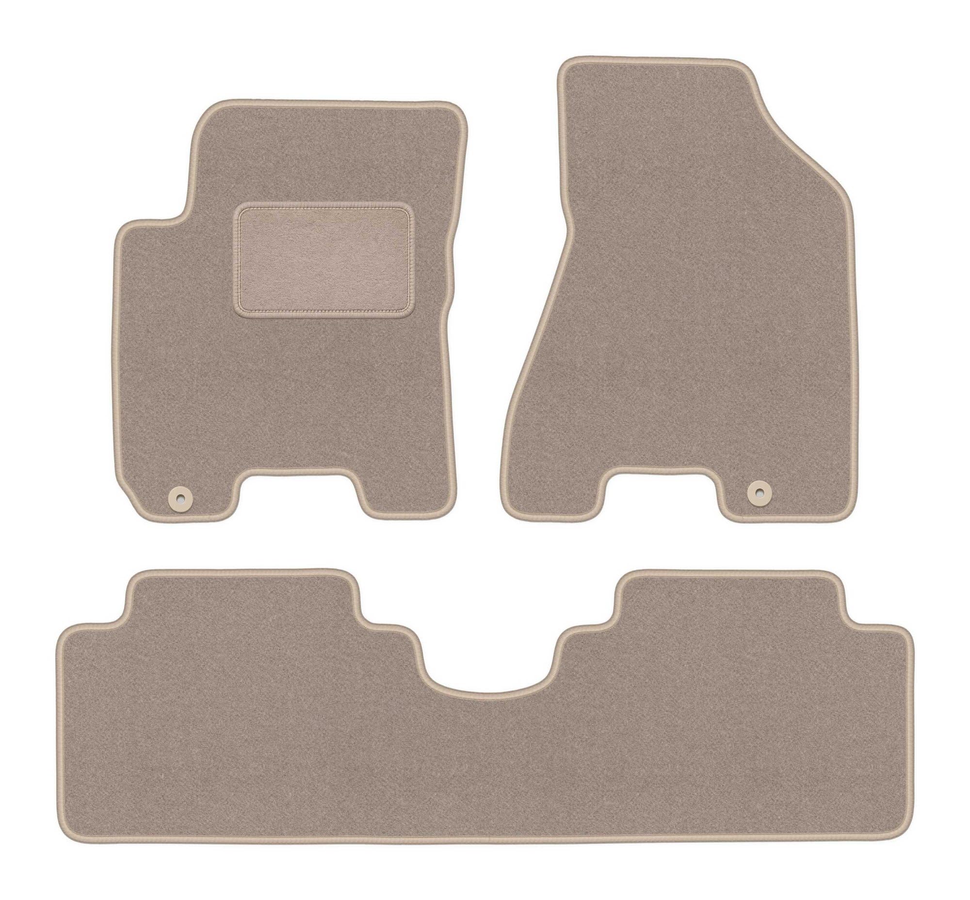 Alfombrillas de Terciopelo compatibles con Kia Sportage II SUV 2004-2010 Terciopelo Beige Juego de 3 Piezas