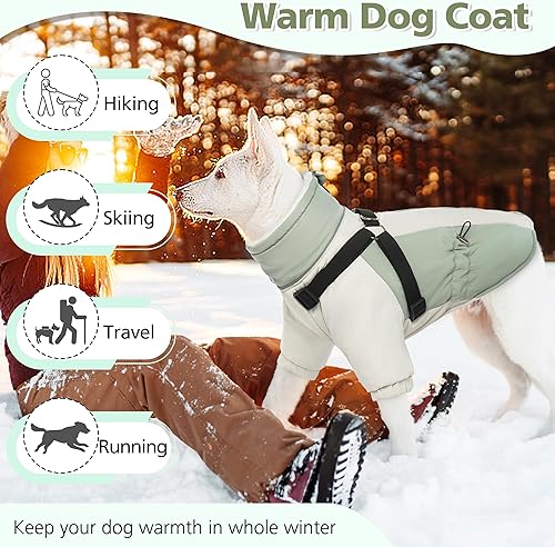 Miniatura 4 de PUMYPOREITY Abrigo de invierno para perro pequeño, chaqueta para perro con arnés integrado, traje de nieve reflectante para perro, chaqueta cálida