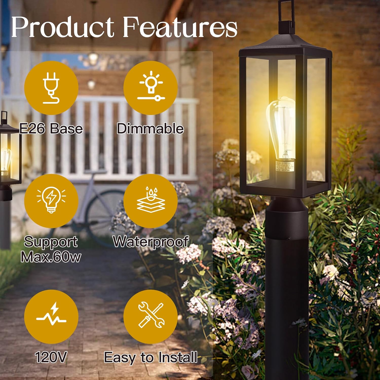 1 Pack 21.5in Sensor Pendant Light and 1 Pack 17in Post Light