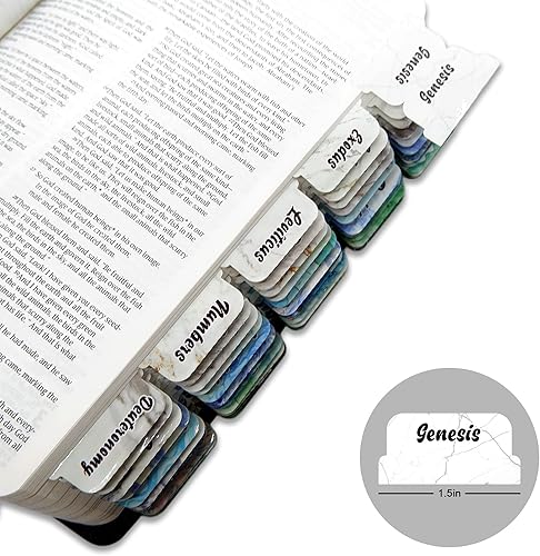 Miniatura 9 de Blessed Self Pestañas bíblicas con impresión grande laminada divisores bíblicos mármol antiguo y nuevo testamento