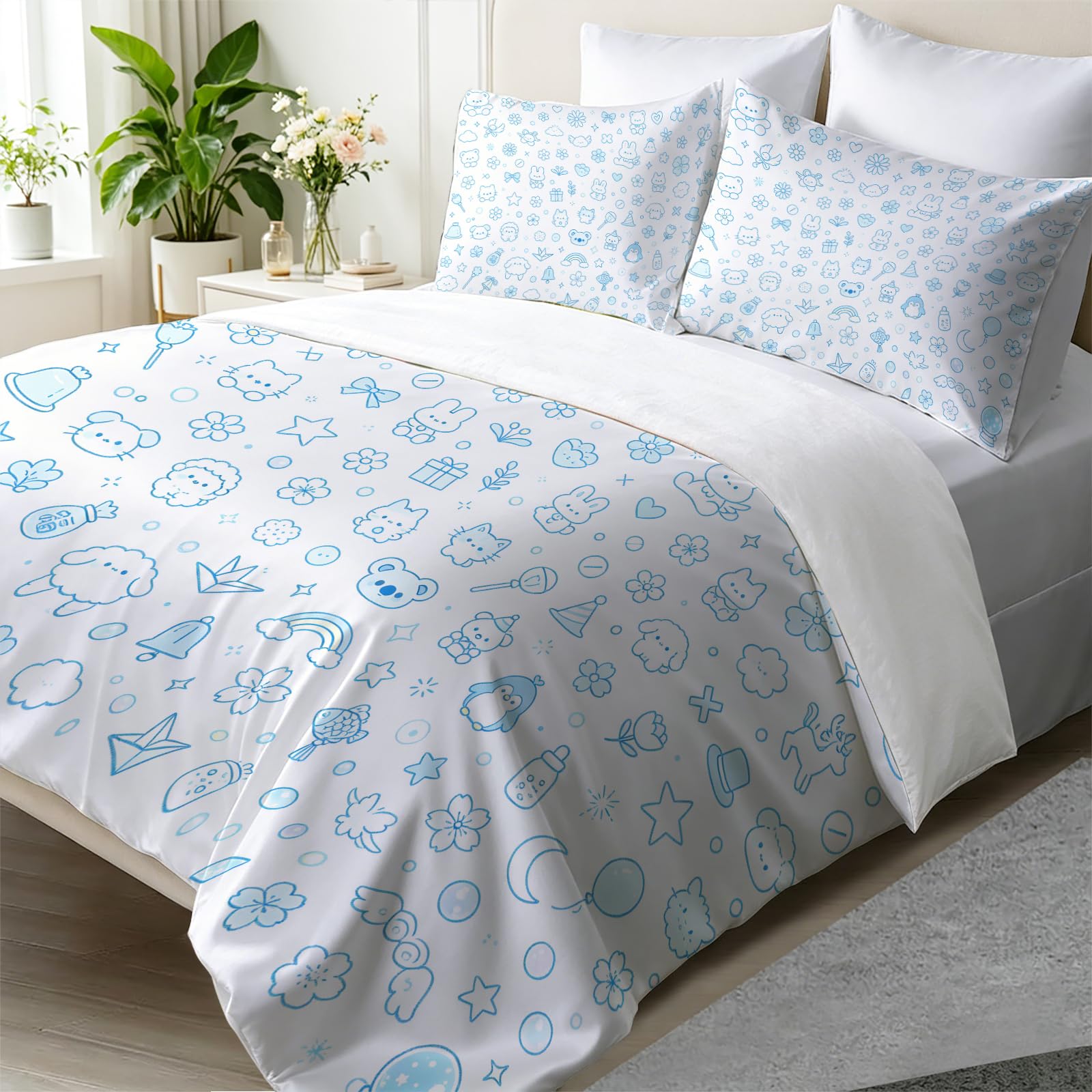 Parure de lit créatures mignonnes pour une chambre d'adulte apaisante et épurée