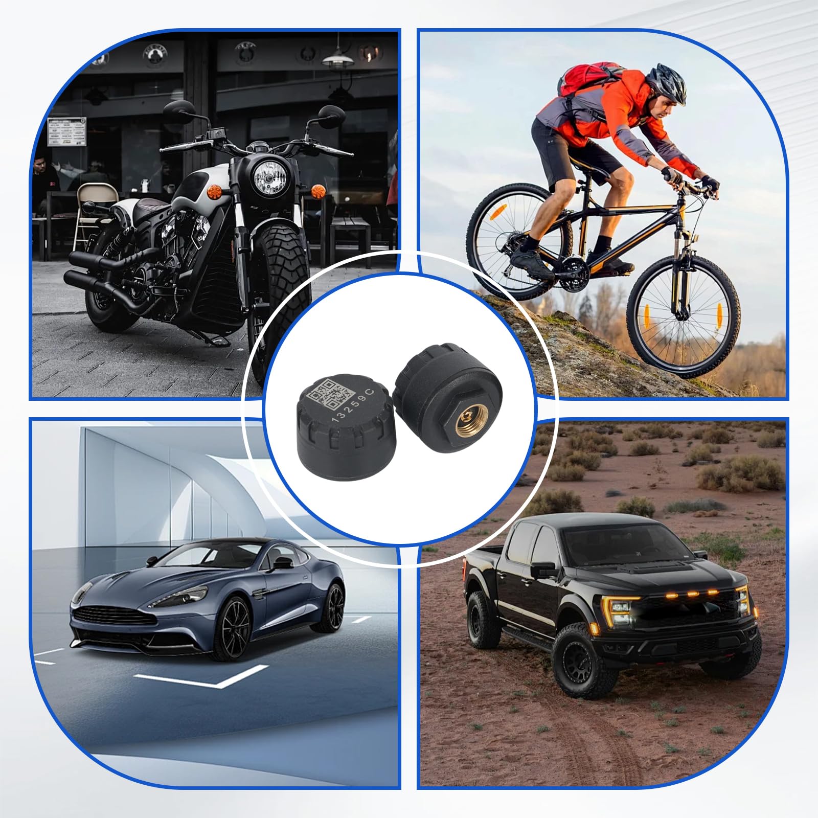 Bluetooth Reifendruckkontrollsystem mit Externen Sensoren, Motorrad TPMS Reifendruck und Temperatur Monitor, Reifendrucksensor Reifen Sensor APP für Autos, Motorräder, ATVs, Pickups (2 Stück)