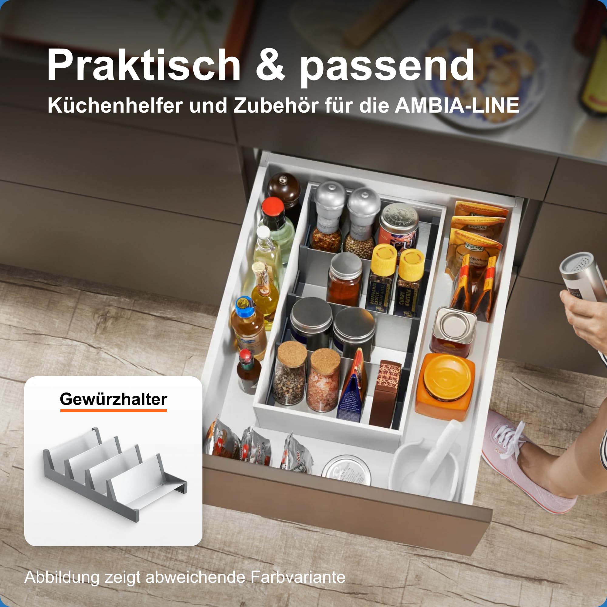 Blum AMBIA-LINE Schubladen-Organizer in hochwertigem Holzdekor | ideal für Küche, Bad & Kleiderschrank | modular einsetzbar und sicherer Halt dank Antirutsch-Füße | 37 × 22 × 11 cm | Nebraska Eiche