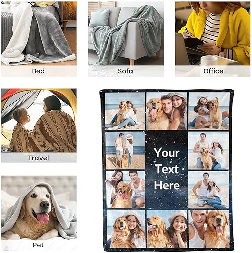 Miniatura 10 de Mantas personalizadas con fotos, manta personalizada con imagen para familia, mamá, papá, parejas, bebé, manta de fotos personalizada con collage de