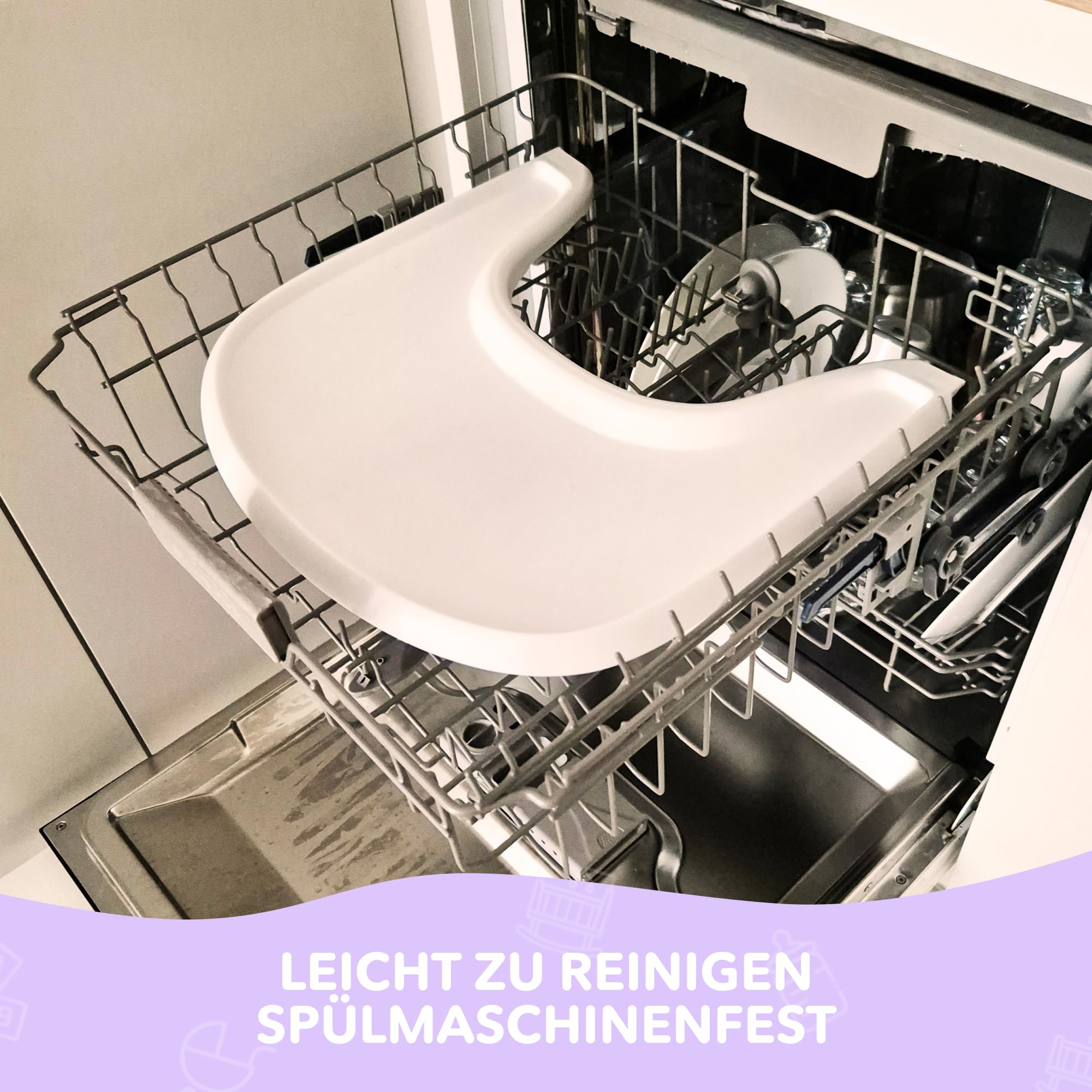 Hochstuhl-Tisch kompatibel mit Stokke Tripp Trapp MattGrau Essbrett BPA-frei