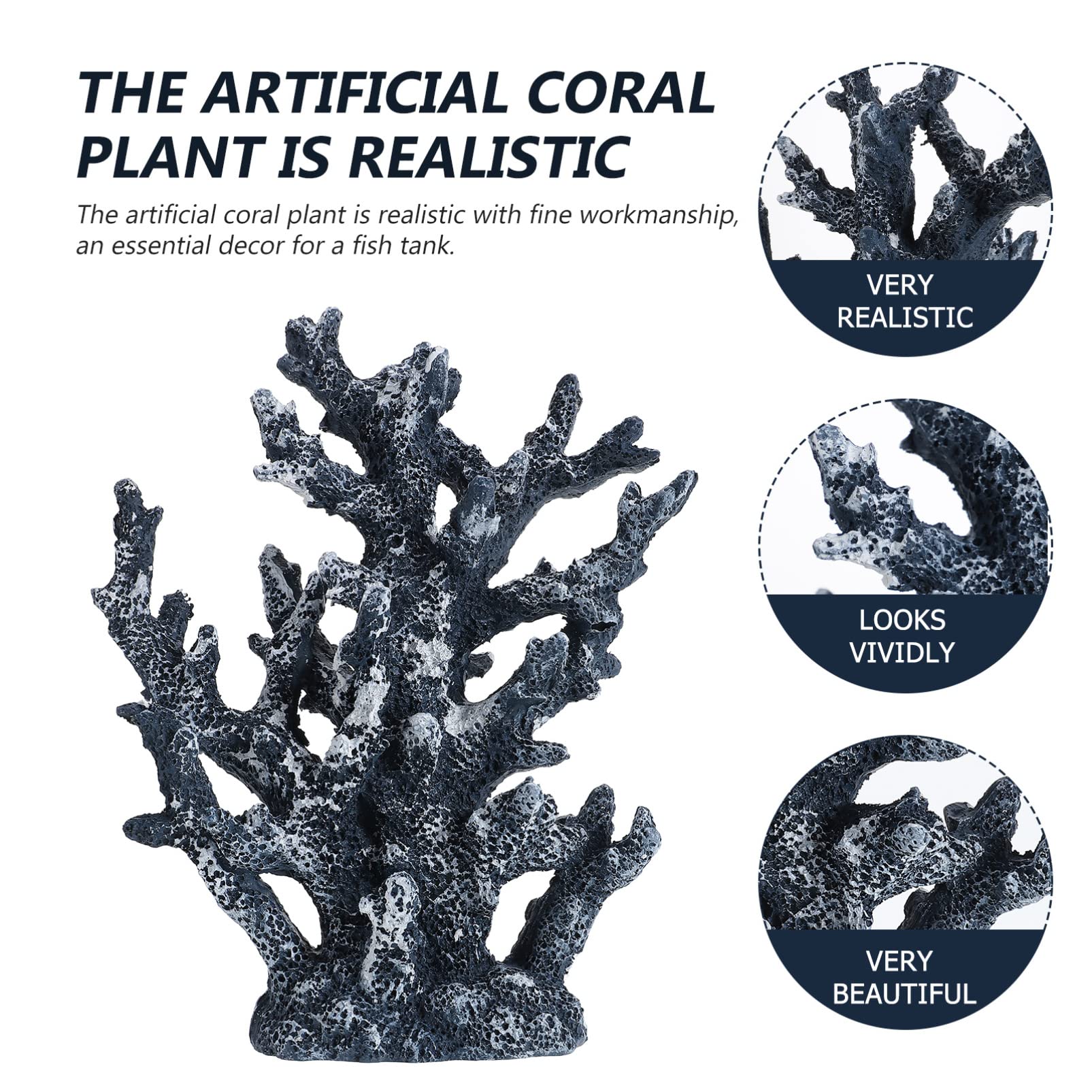 Veemoon Corail Artificiel Décoration Bleue en Résine pour Aquarium Ornement | Décoration D’aquarium, Résine, pour Bac à Poissons, Paysage de Bureau, Finition Bleue