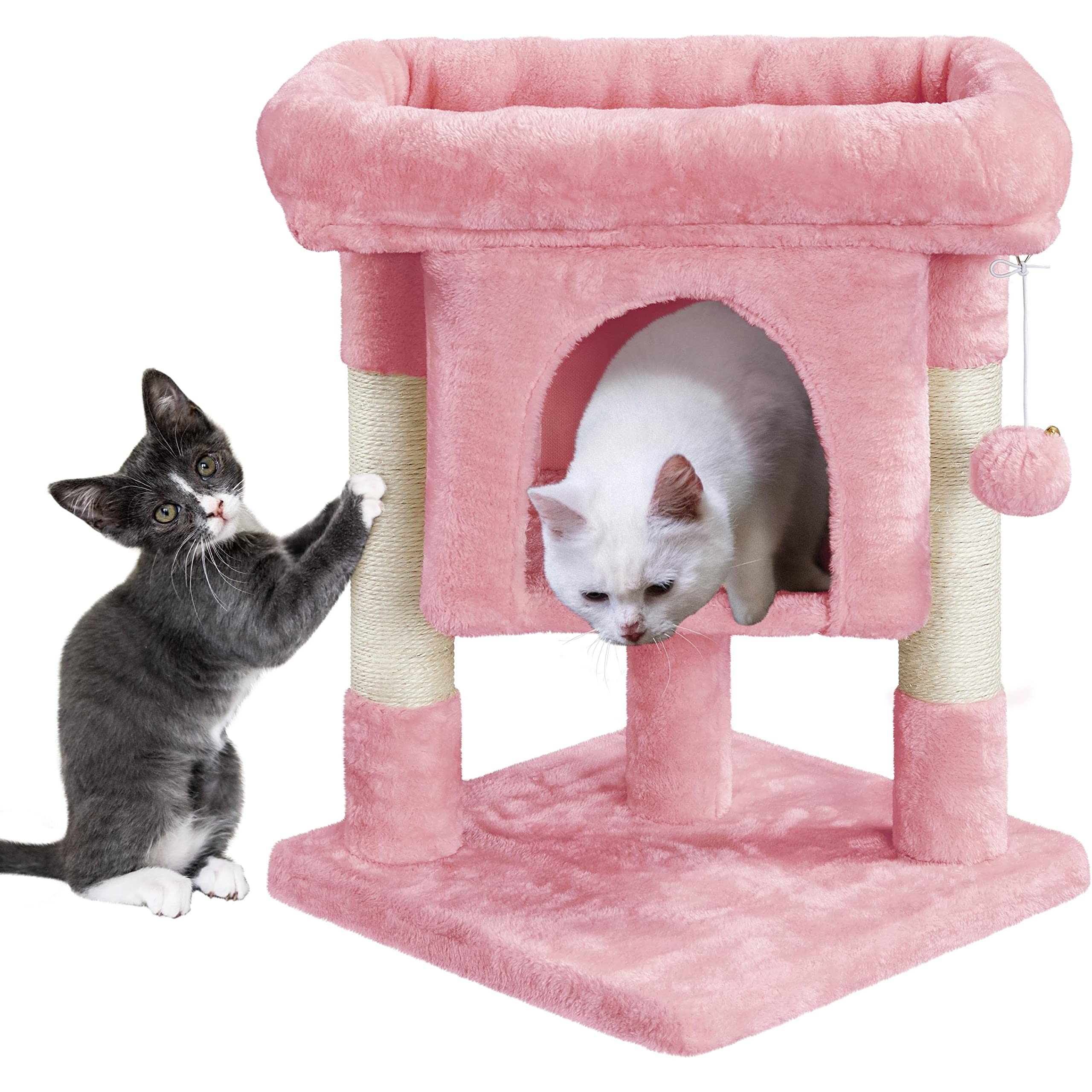 Yaheetech Cat Tree Cat Condo Furniture, Cat Tower with Spacious Condo Oversize Padded Platform Replaceable Hanging Ball Pet House for Indoor Kittens — image 1