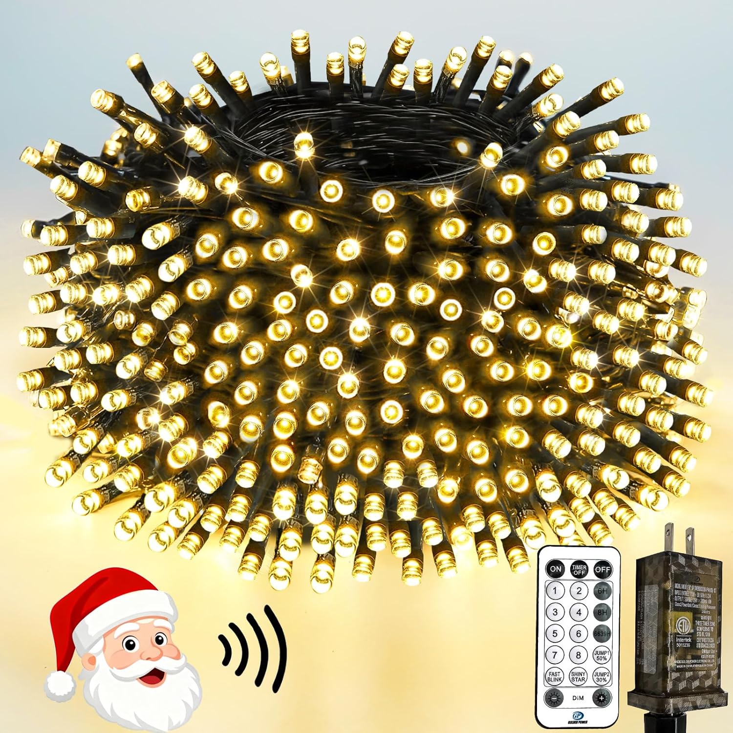 Voice Controlled Christmas Lights with Remote, 165 FT 500 LED String Lights Indoor Outdoor with 12 Modes 3 Timers, Dimmable Twinkle Light Plug in Waterproof for Xmas Tree Party Decor, Warm White Warm White 500LED