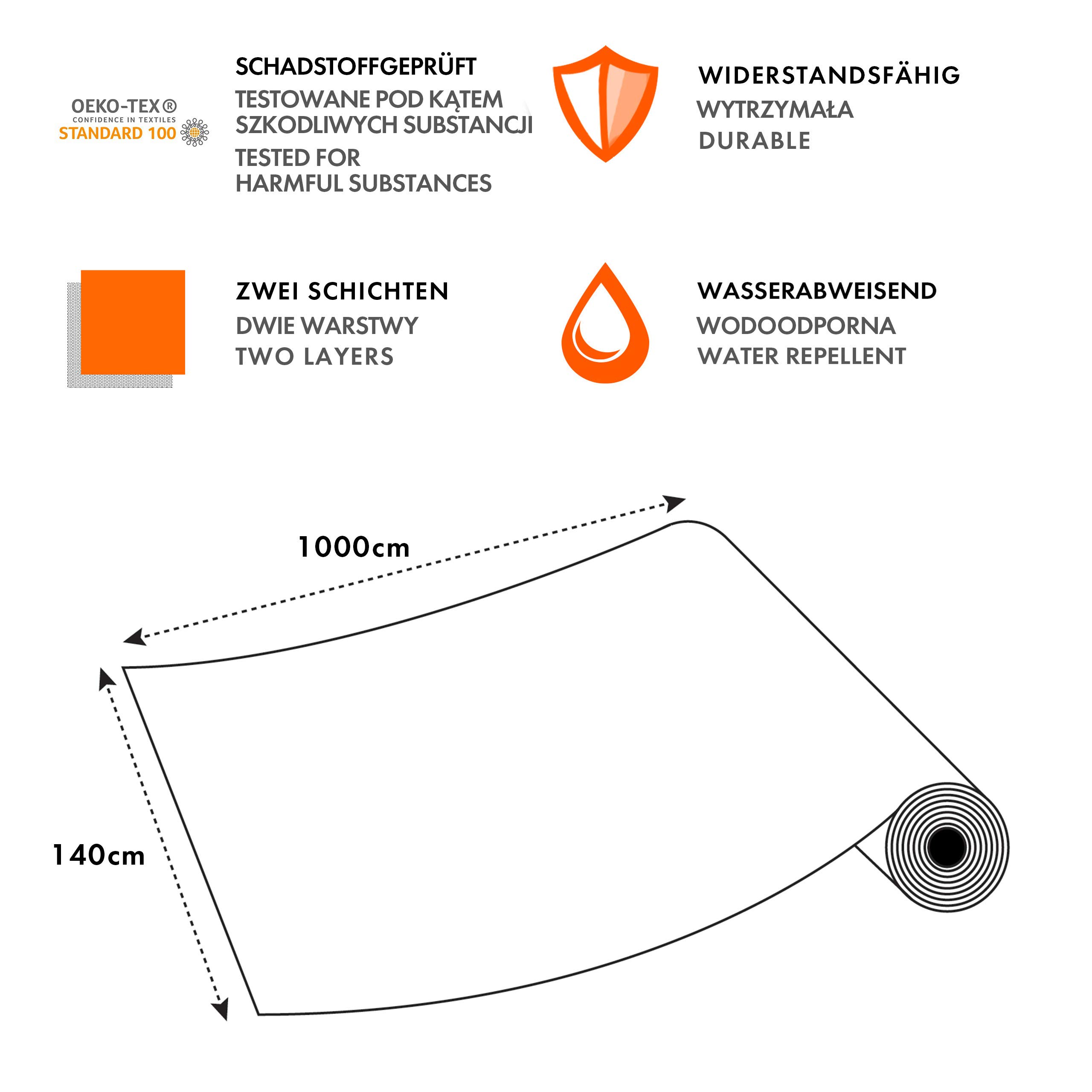 DecoMeister Mantel Antimanchas 140x1000 cm - Hule Impermeable para Mesa de Comedor y Jardín - Apto para Alimentos - Protector de Mesa Rectangular - Ideal para Cocina y Exterior - Retro Beige