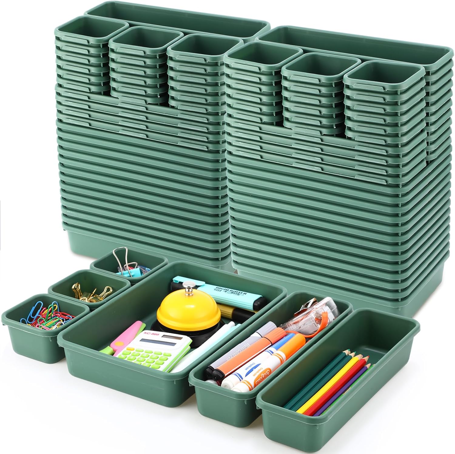 Huwena 64 Pcs Interlocking Desk Drawer Organizer Tray with