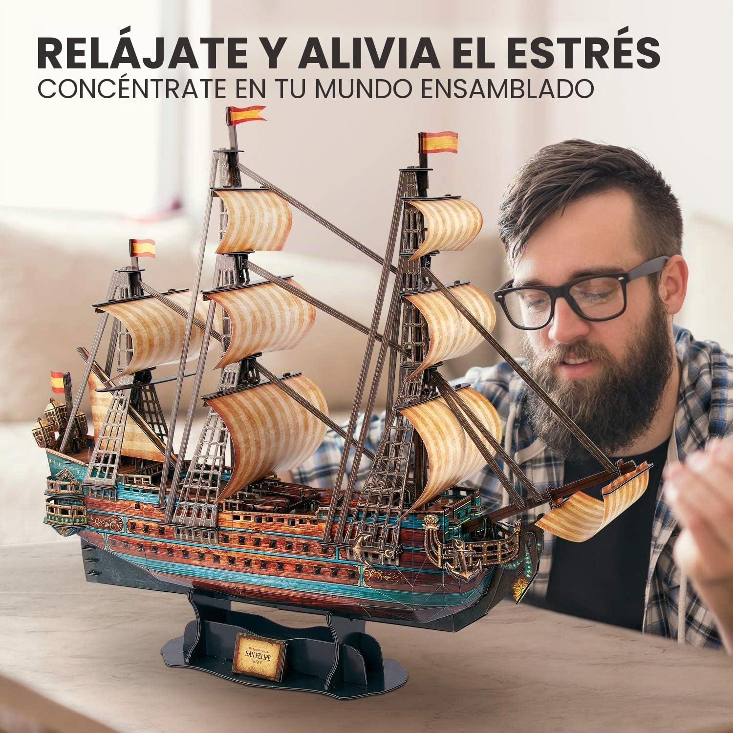 CubicFun Puzzle 3D España San Felipe Maqueta de Barco para Adultos y Niños - 248 Piezas