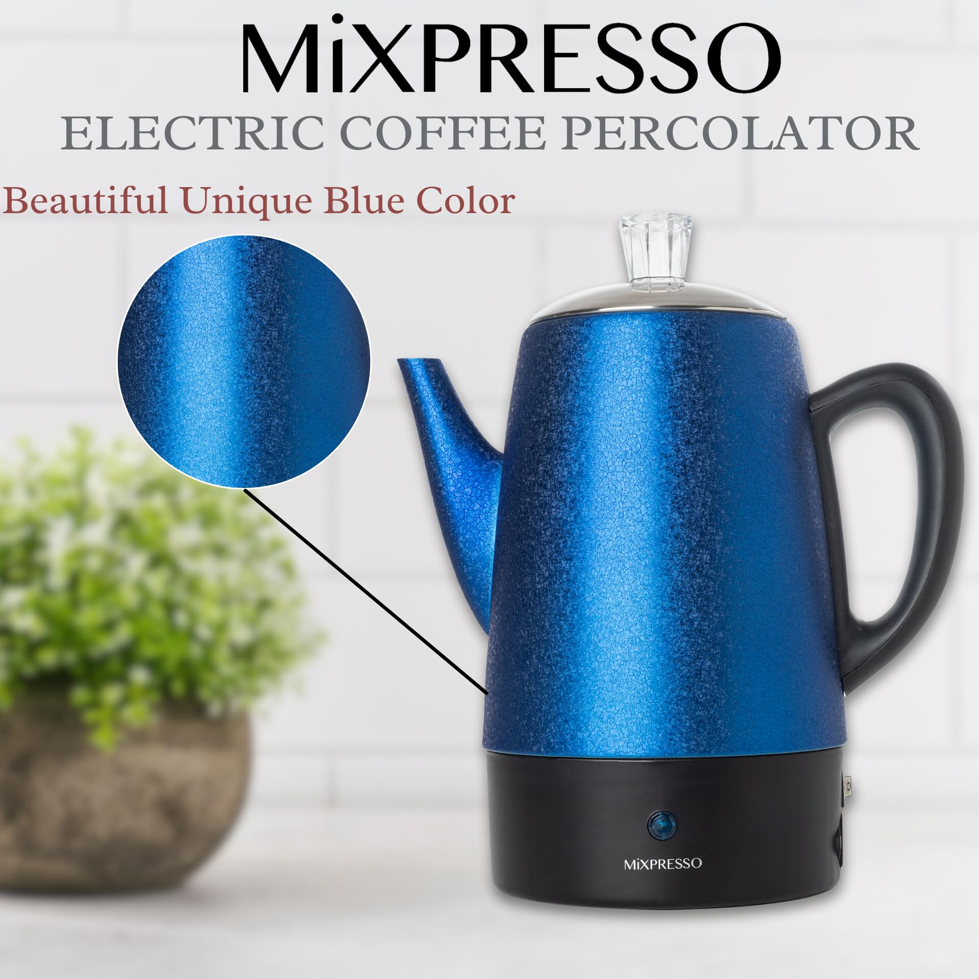 Mixpresso Electric Percolator Coffee Pot, Stainless