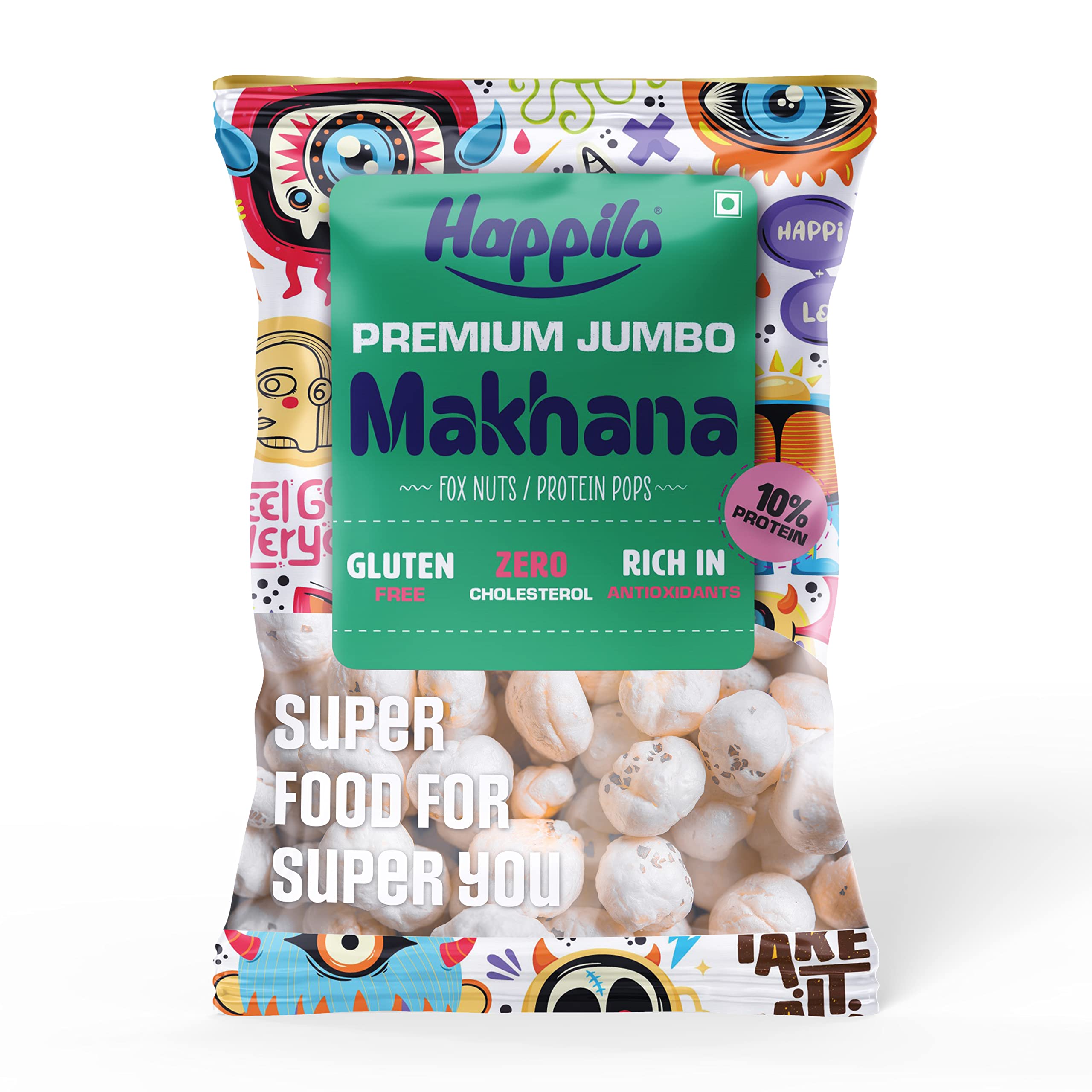 Happilo Premium Jumbo Fox Nuts (Phool Makhana) 100g | Lotus Seeds, Roasted Foxnuts | Healthy Snacks | Low Calorie, Vegan, Superfood