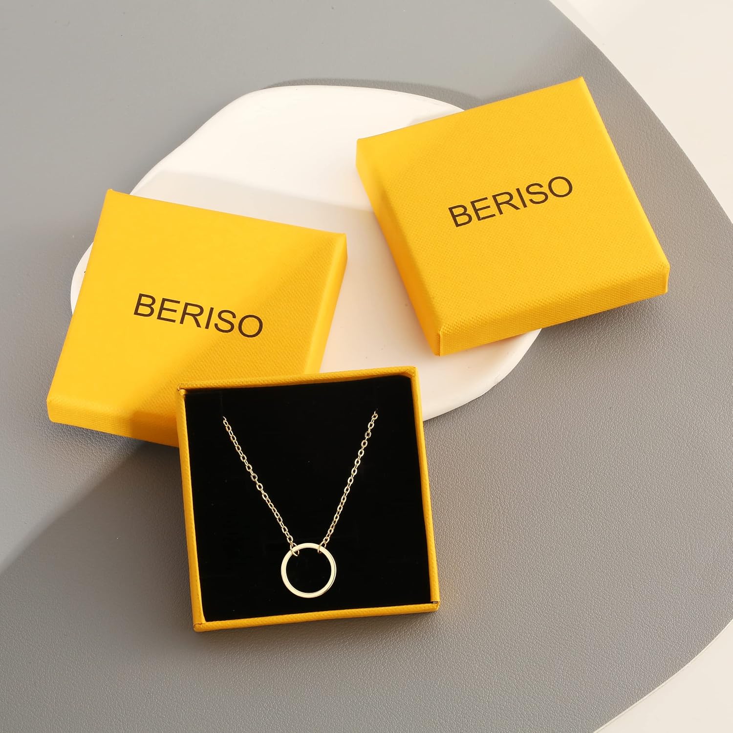 BERISO 18K Gold Plated Personalized Herringbone Choker Necklace Sets Anti Tarnish Stainless Steel Double Layered Shiny Herringbone Snake Chain Trendy Dainty Necklaces Set - Image 7
