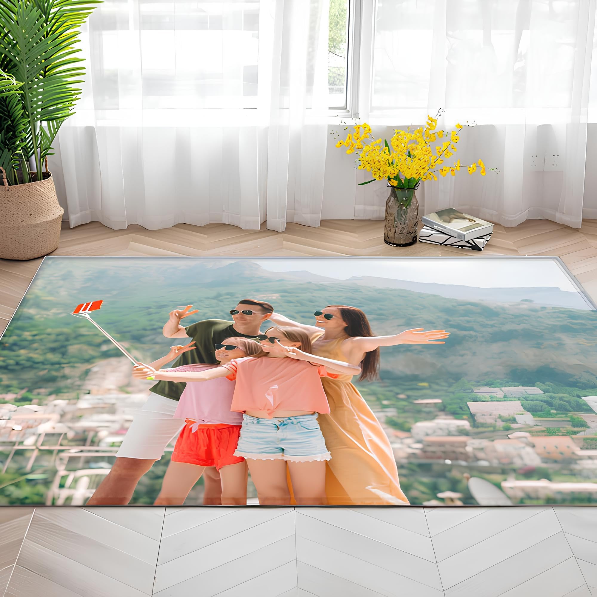 Personalisiert Teppiche, Personalisiert Teppich für Ihren eigenen Bereich, Flanell-Teppiche, rutschfest, waschbar, für Schlafzimmer Wohnzimmer Büro Garten Balkon mit Dein Bild/Text/Foto