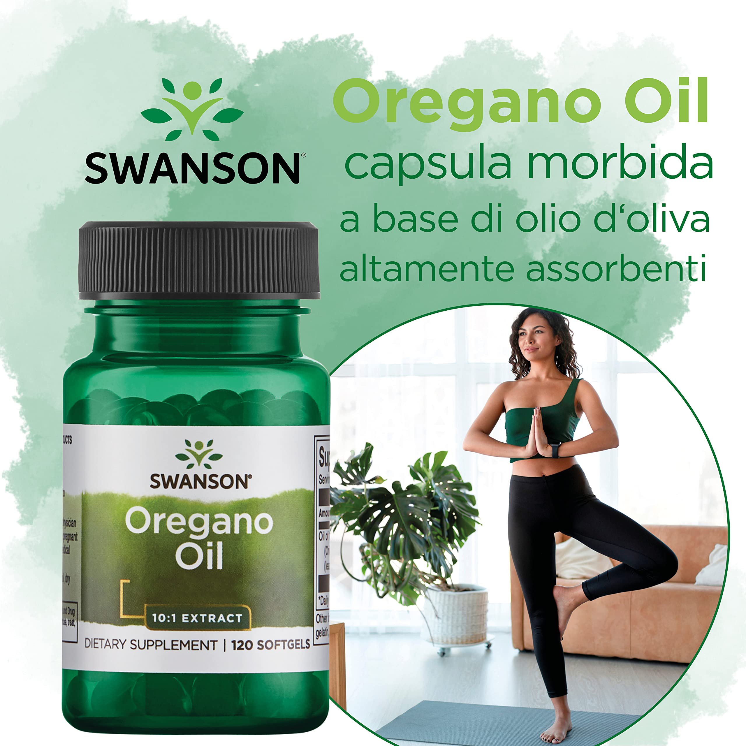 Swanson Oregano Oil (olio di origano), Origanum vulgare, 150mg, 120 capsule morbide, altamente dosato, Testato in Laboratorio, Senza Soia, Senza Glutine, Non OGM