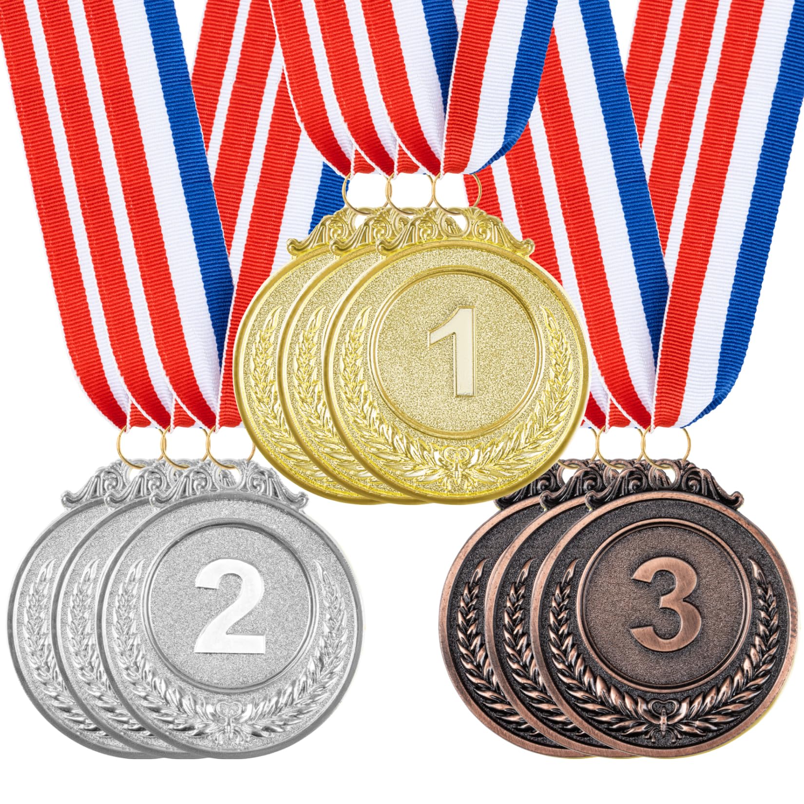 RAINFLOW 9 medallas olímpicas de oro y plata y bronce, medallas olímpicas, 1, 2, 3, premio de metal para deportes, competiciones, fiestas, aulas, estilo olímpico, 2 pulgadas