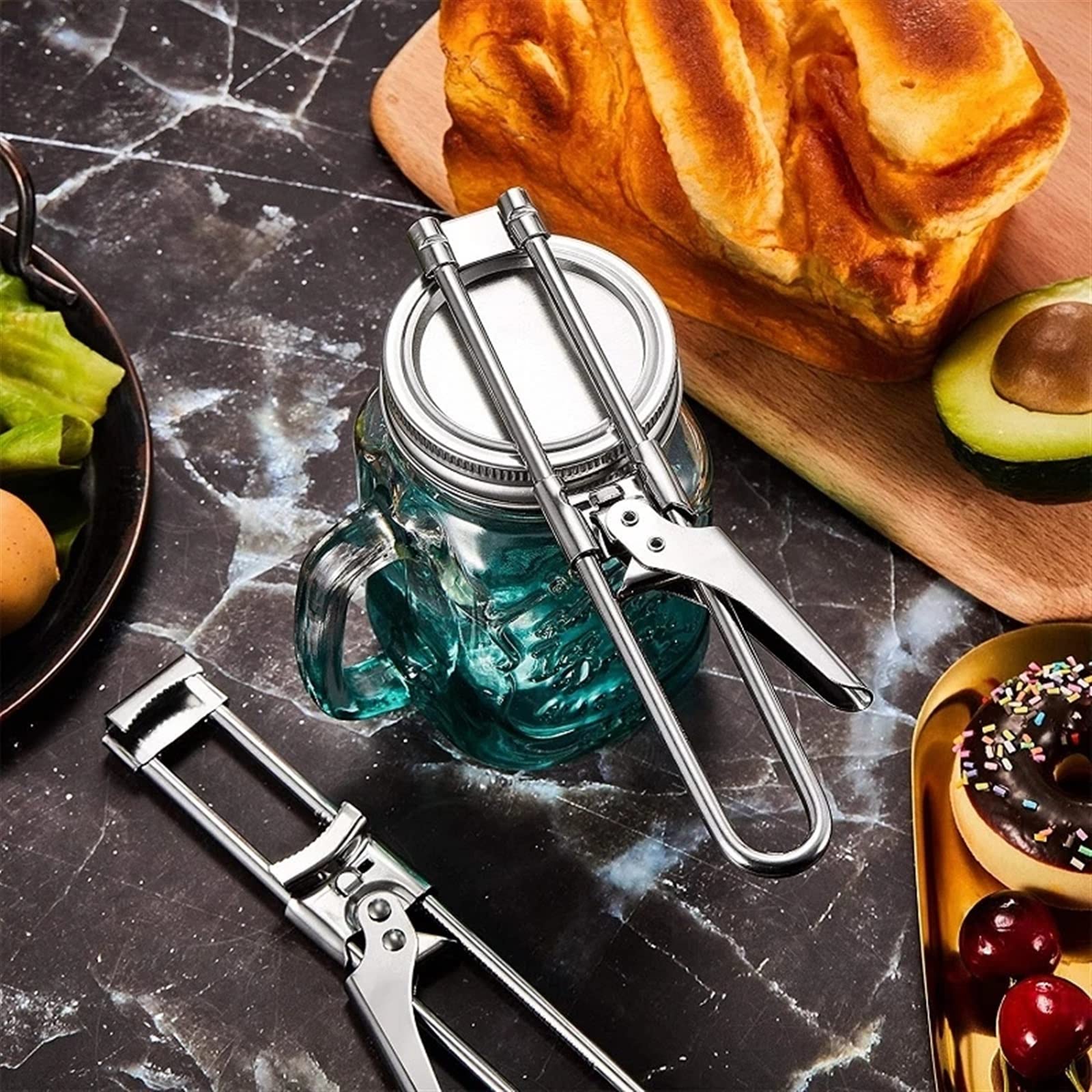 Abridor de tarros multifunción ajustable de acero inoxidable para cocina, ahorro de mano de obra, abrebotellas de latas