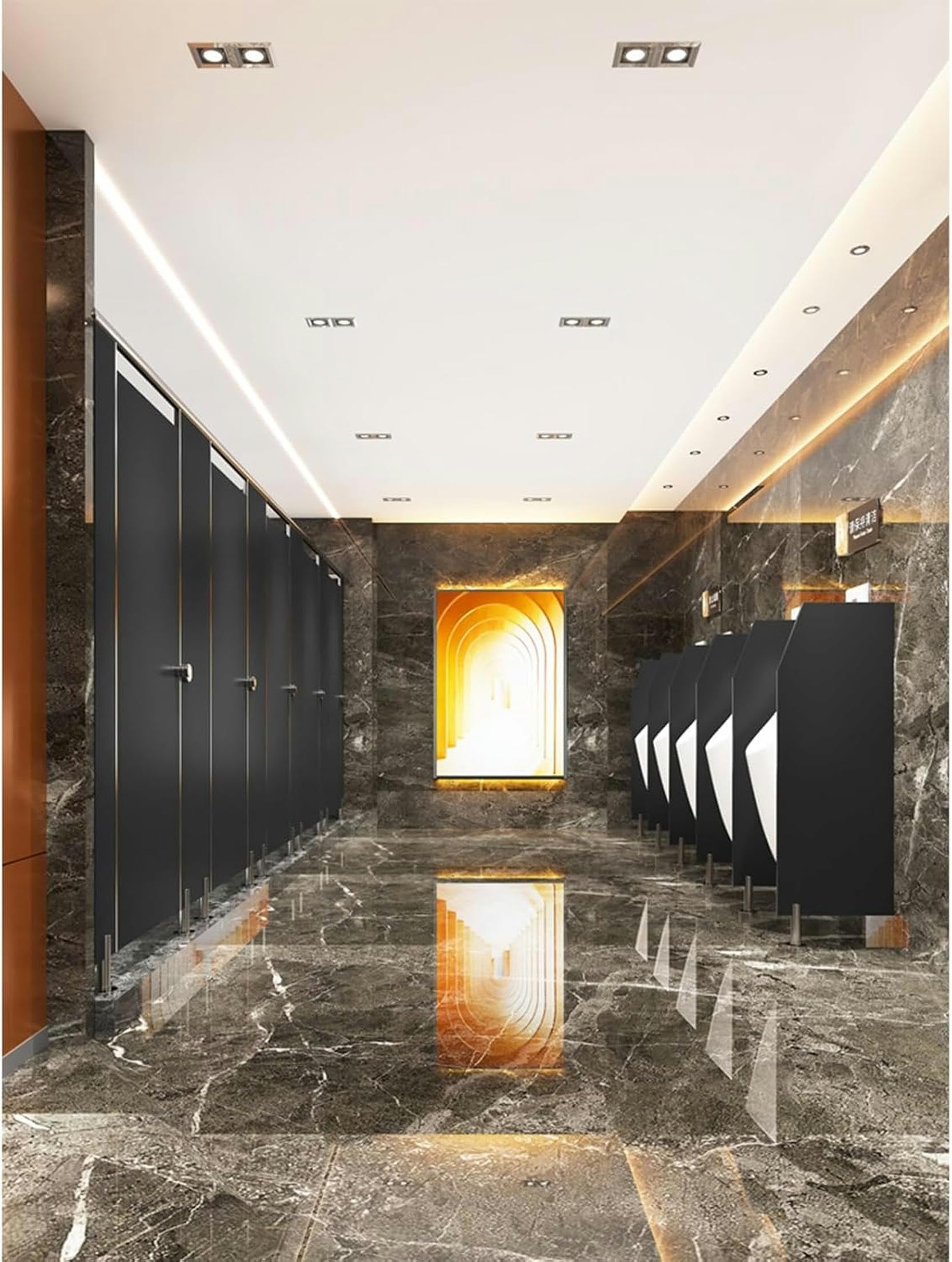 Urinal-Schirmbrett, Urinal-Trennwand mit Edelstahlbeschlägen, Urinal-Schirm, Wandtrennwand, öffentliche Toilettentrennwand, Sichtschutz für Männer-Urinale für Schule/Krankenhaus/Firma (C
