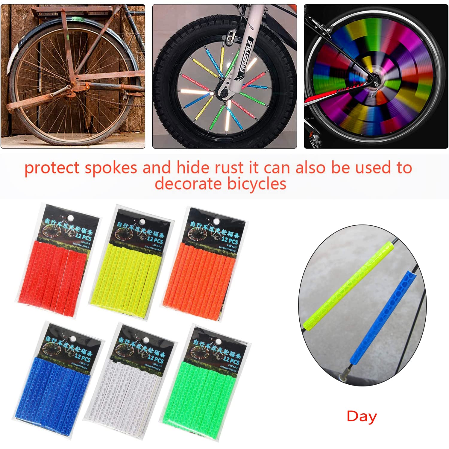 72 Pièces Réflecteurs De Rayons 360° Visibilité Réflecteur De