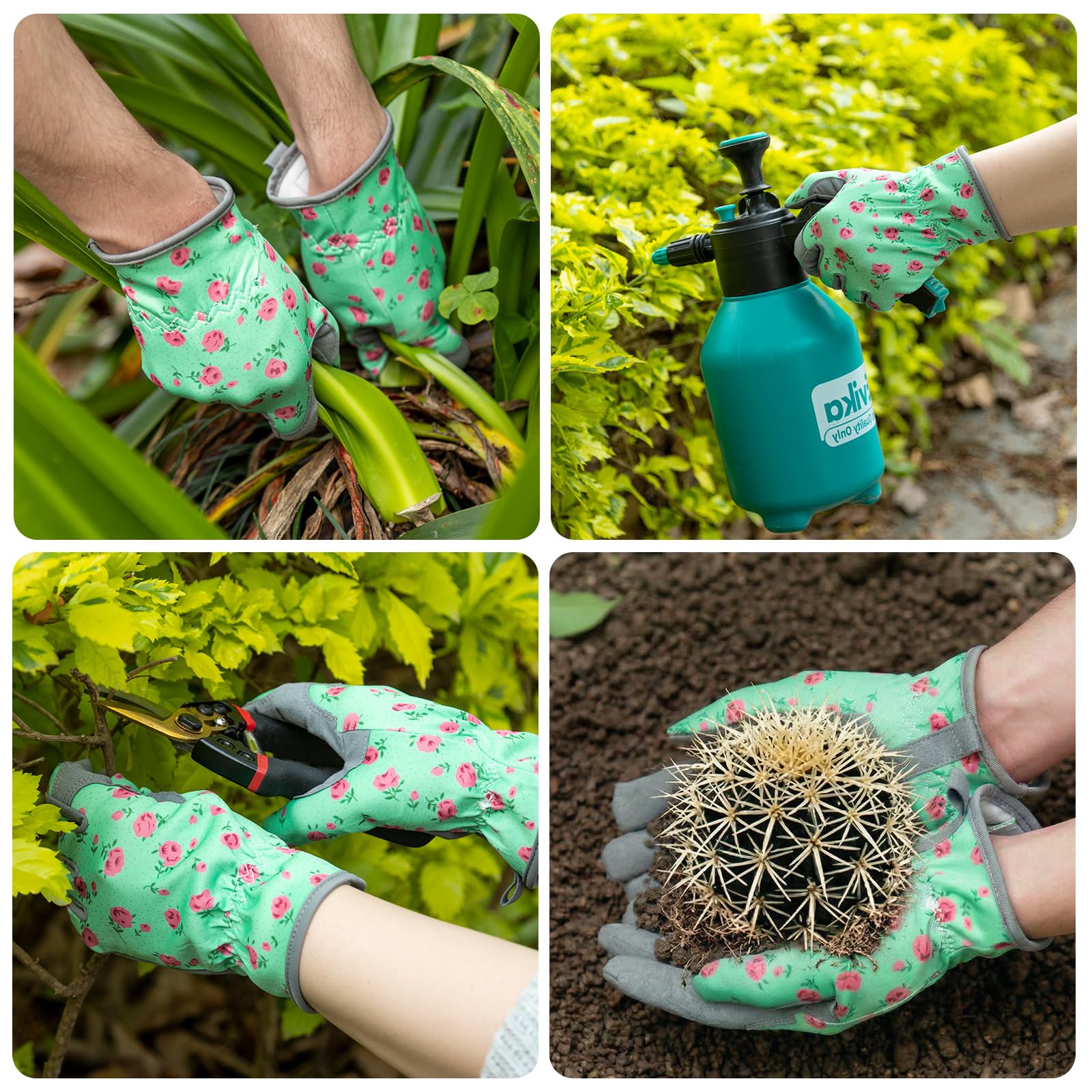Baidast Guantes de jardinería para mujer, a prueba de espinas, guantes de jardín para mujeres para excavar, plantar, rastrillar y podar