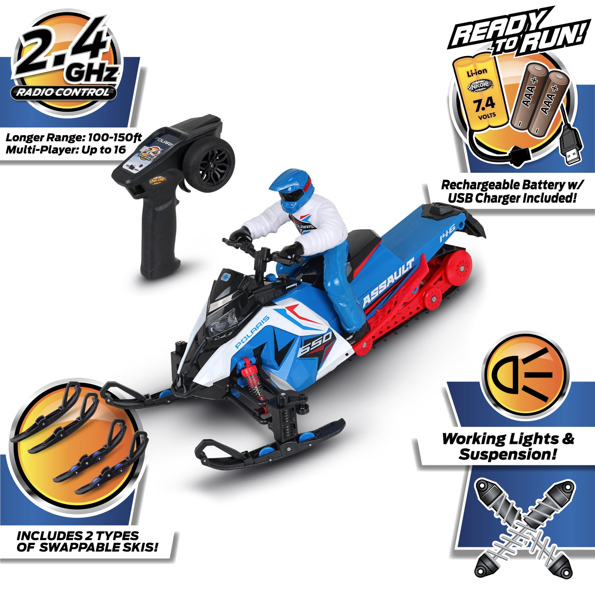 Amazon.com: NKOK 2.4GHz Polaris® RC (RTR) Switchback Assault (Blue