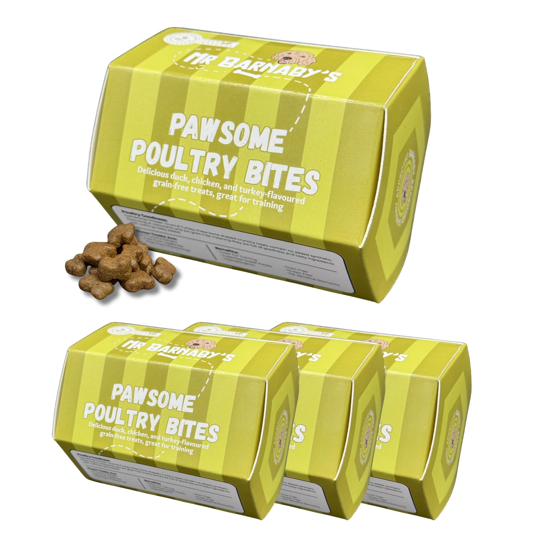 Mr Barnaby's Poultry Dog Training Treats for Puppies - 4 x 80g - Low Fat, Grain Free, Hypoallergenic, Natural Chews For Dog Training, Suitable for Puppy, Adult & Senior - Chicken, Duck & Turkey