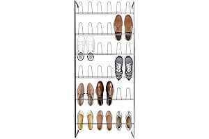 MyGift 3-Tier Black Metal Wall-Mounted Space-Saving Shoe Rack
