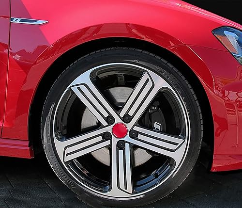 Miniatura 3 de Biomar Labs® 4 bujes universales de aleación central de rueda compatibles con VW Número de pieza: 3B7601171 Tapacubos centrales negro rojo brillante