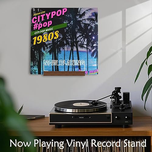 Miniatura 8 de Now Playing - Soporte para discos de vinilo, decoración de exhibición, base de madera LED con luces blancas cálidas suaves, regalos de