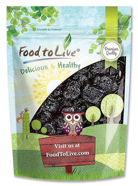 Food to Live Pitted Prunes, 1 Pound – Whole Dried Plums, Unsulfured, Unsweetened, Non-Infused, Non-Irradiated, Vegan, Raw, Bulk