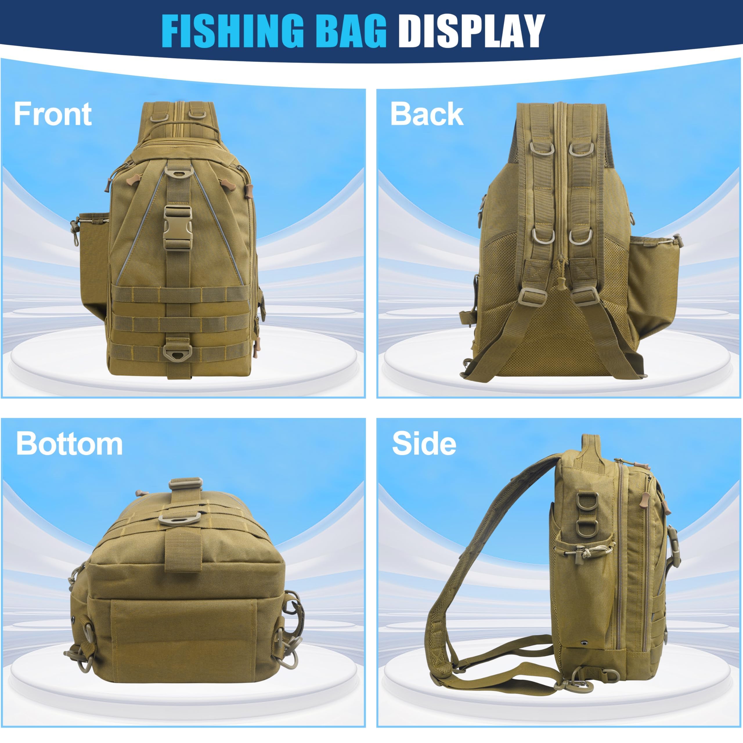 Zaino Tattico Militare, Custodia per Attività All'aperto, Impermeabile, Multifunzionale, Borsa da Pesca, Militare, Trekking, Zaino per Sport, Attività All'aperto, Escursionismo, Trekking e Campeggio