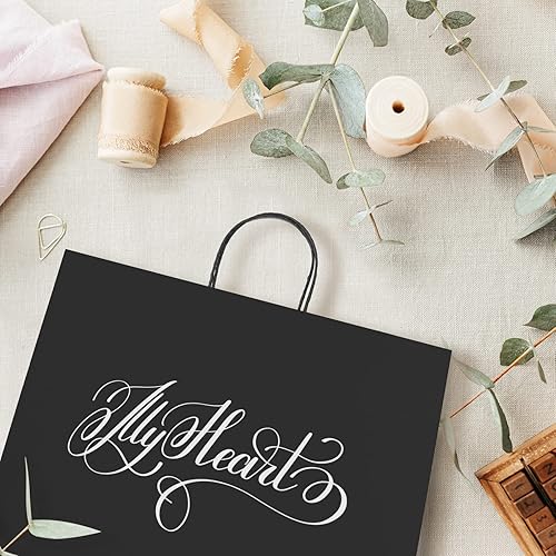 Miniatura 5 de GSSUSA Bolsas de regalo grandes con asas 16 x 6 x 12 pulgadas 50 unidades bolsas de papel kraft a granel para pequeñas empresas bolsas de compras de